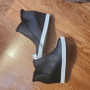 Faux Fur Wedge Sneaker